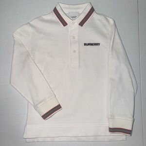 Burberry Kids Cream Polo with Striped Collar